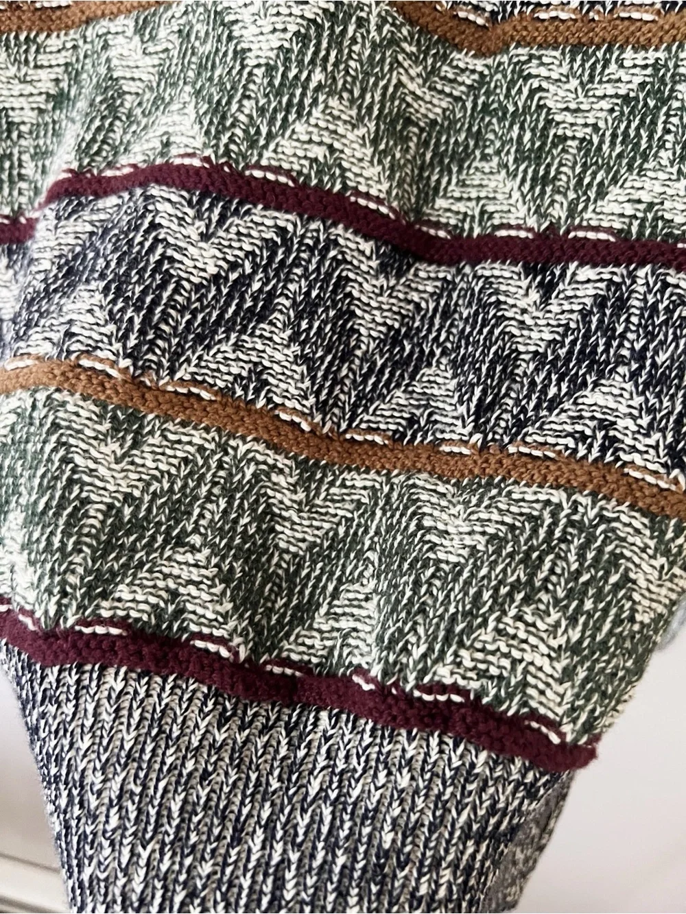 Vintage 80s 90s Mens Jantzen Grandpa Sweater Cotton Retro USA Grey Green Blue